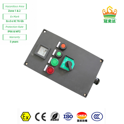 Vlamwerend besturingsstation paneel Box Ex e geheel kunststof ((GRP) aanpasbaar IP66 220v 380V 10A