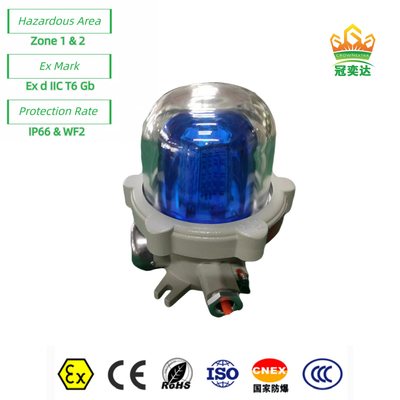 Zone 1 2 Explosieveilig alarm Lichte audible visuele lamp ATEX IP66 WF2 OEM Beschikbaar 40Watt