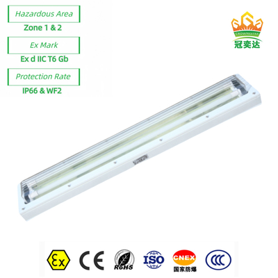 Ex Proof Flameproof LED lineair fluorescerend licht ATEX met geheel kunststof ((GRP) lichaam 72watt 100lm/w