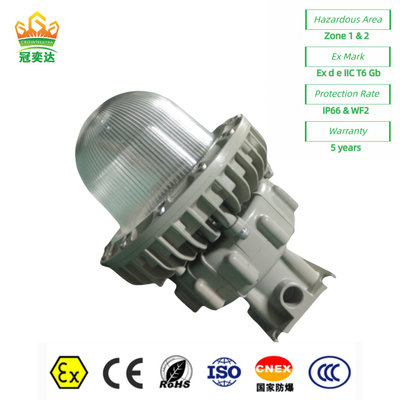 Veiligheid Ex-proof LED-verlichting Hoge baai plafond IP66 WF2 voor olie &amp; gas zone 1 3000lm 95 ~ 295VAC