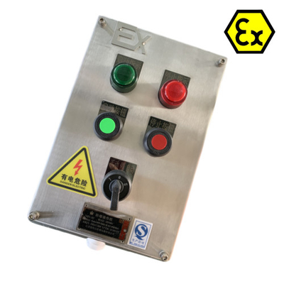 ATEX-besturingsstations van roestvrij staal IP66 Exd vlamvast besturingspaneel met explosiebestendige kabelpoort 10A