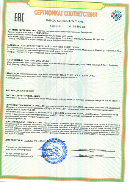 CHINA crown extra lighting co. ltd certificaten